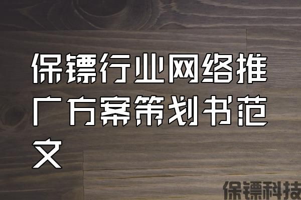 保鏢行業(yè)網(wǎng)絡推廣方案策劃書范文