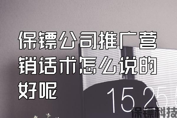 保鏢公司推廣營銷話術(shù)怎么說的好呢