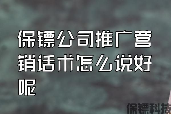 保鏢公司推廣營銷話術怎么說好呢