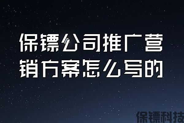 保鏢公司推廣營銷方案怎么寫的